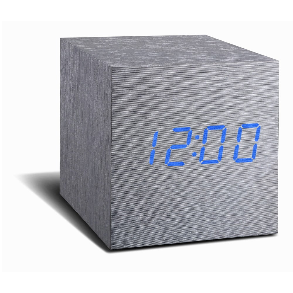 Cube Click Clock szürke ébresztőóra kék LED kijelzővel - Gingko