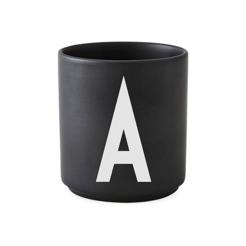 Alphabet A fekete porcelánbögre, 250 ml - Design Letters