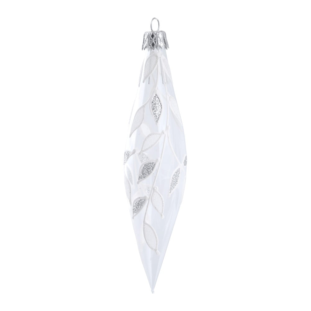 Icicle 4 db-os fehér-ezüstszínű üveg karácsonyfadísz szett - Ego Dekor