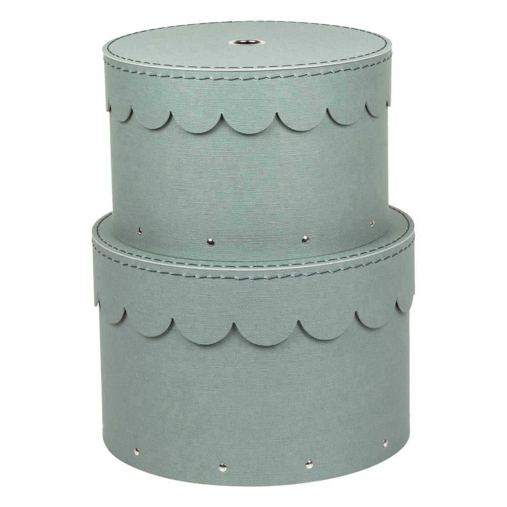Mentazöld fedeles karton tárolódoboz szett 2 db-os ø 26x17,5 cm Wilma – Bigso Box of Sweden