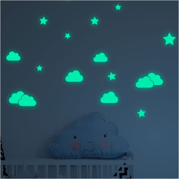 Clouds and Stars világító, gyerek falmatrica - Ambiance
