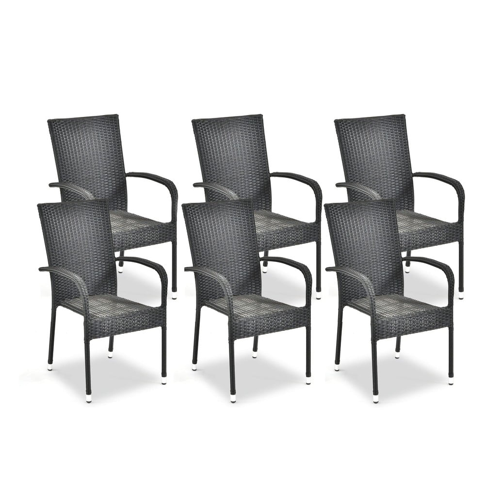 Fekete műanyag kerti szék szett 6 db-os paris – bonami essentials