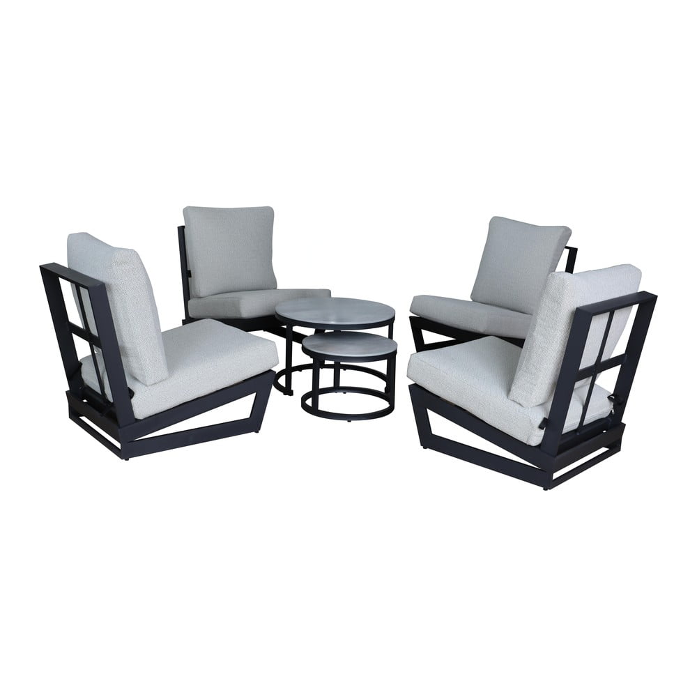 Szürke alumínium négyszemélyes kerti lounge szett Bali – Rojaplast