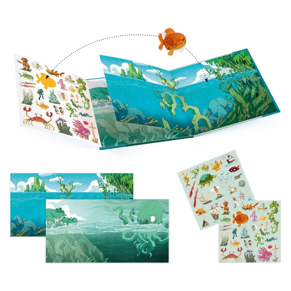 Sea Sticker Story könyvek eltávolítható matricákkal - Djeco