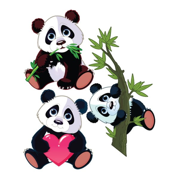Panda 3 db-os gyerek falmatrica szett - Ambiance