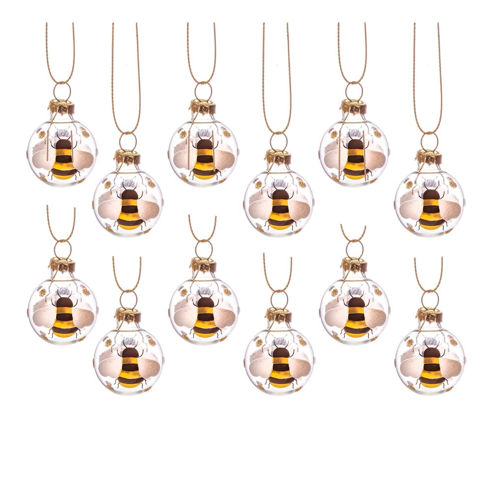 Üveg karácsonyfadísz készlet 12 db-os Bee Mini – Sass & Belle
