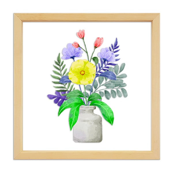 Flowers üvegezett kép fa keretben, 32 x 32 cm - Vavien Artwork