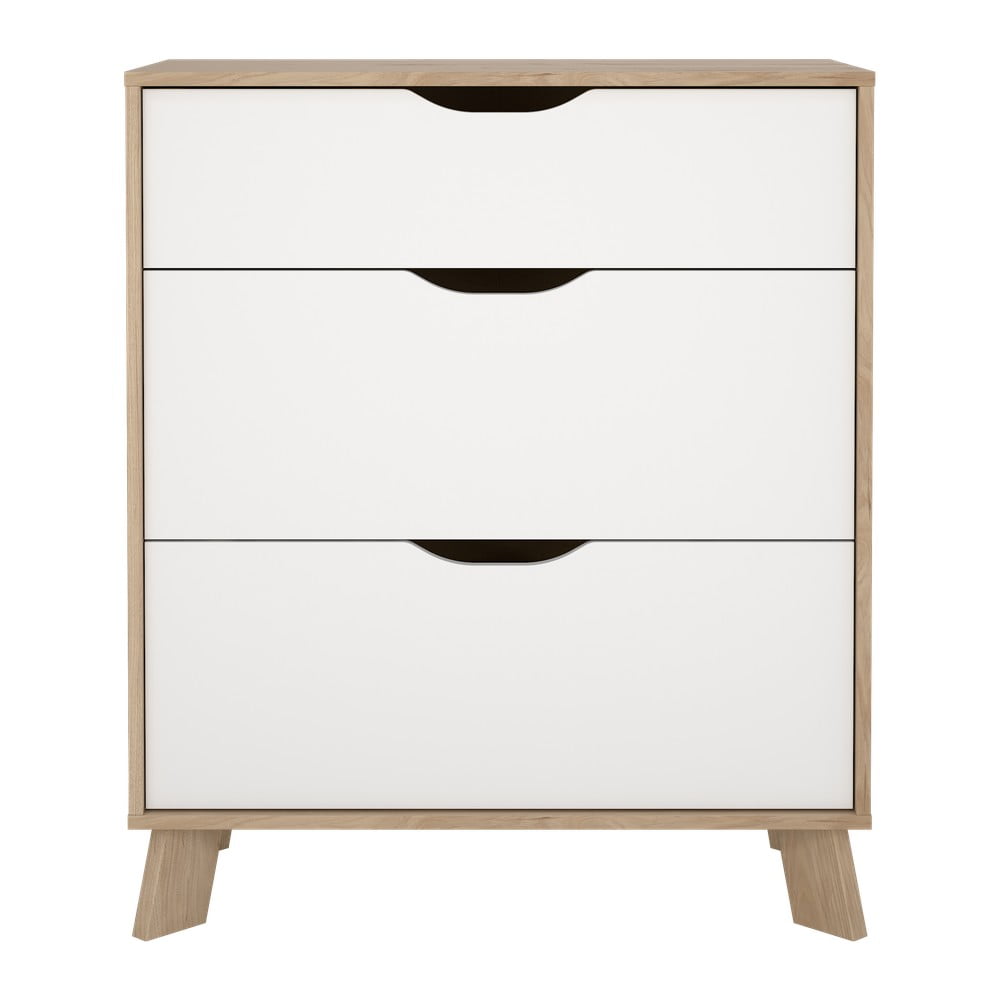 Fehér-natúr színű komód tölgyfa dekorral 79x92x40 cm Ikast – Tvilum