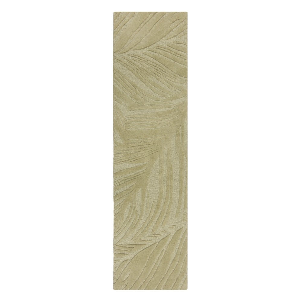 Zöld gyapjú futószőnyeg 60x230 cm lino leaf – flair rugs