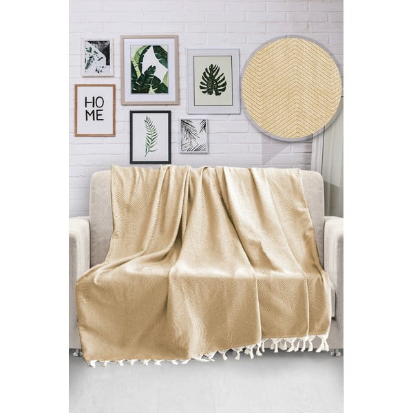 HN mustársárga pamut ágytakaró, 170 x 230 cm - Viaden