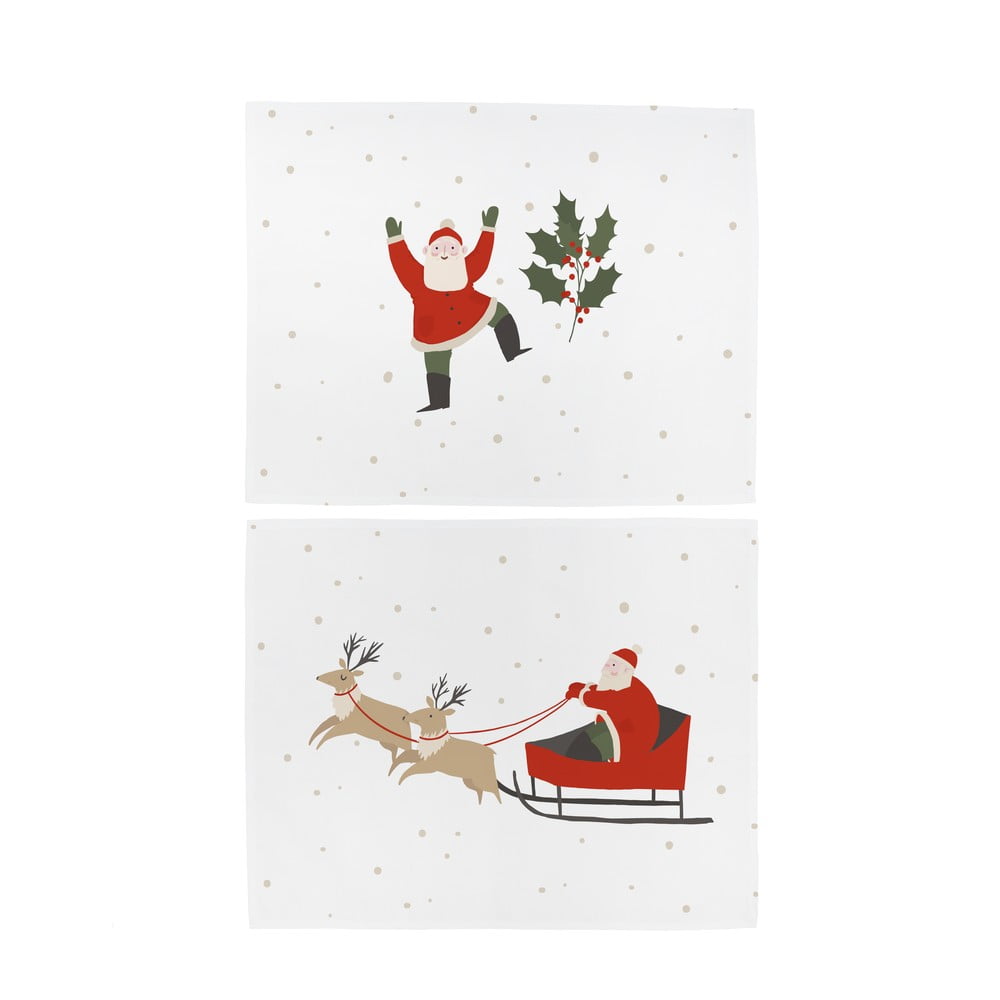 Textil tányéralátét szett karácsonyi mintával, 2 db-os 35x47 cm Happy Santa – Butter Kings