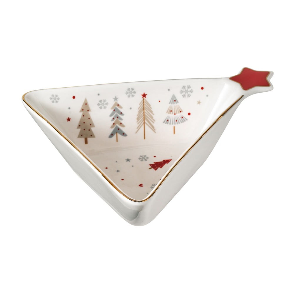 Fiocco porcelán tál karácsonyi motívummal, hossz 15 cm - Brandani