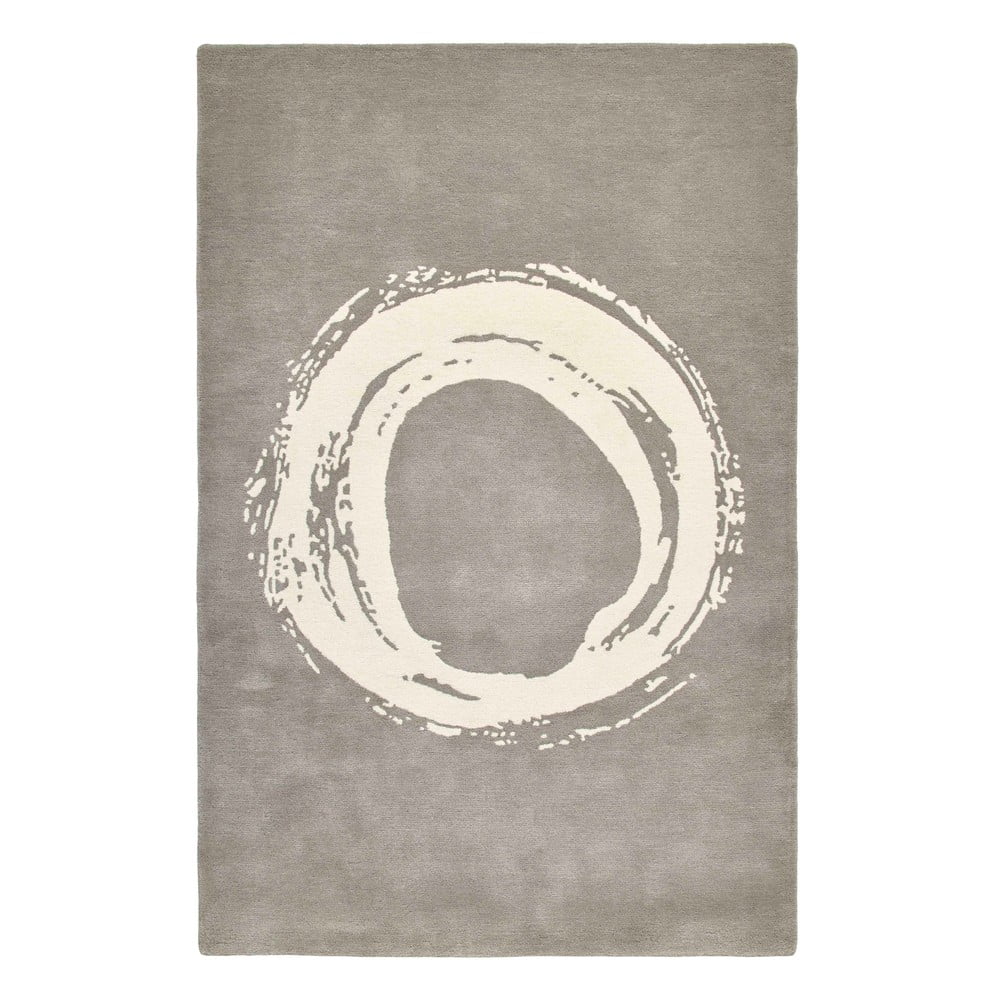 Elements Circle szürke gyapjú szőnyeg, 150 x 230 cm - Think Rugs