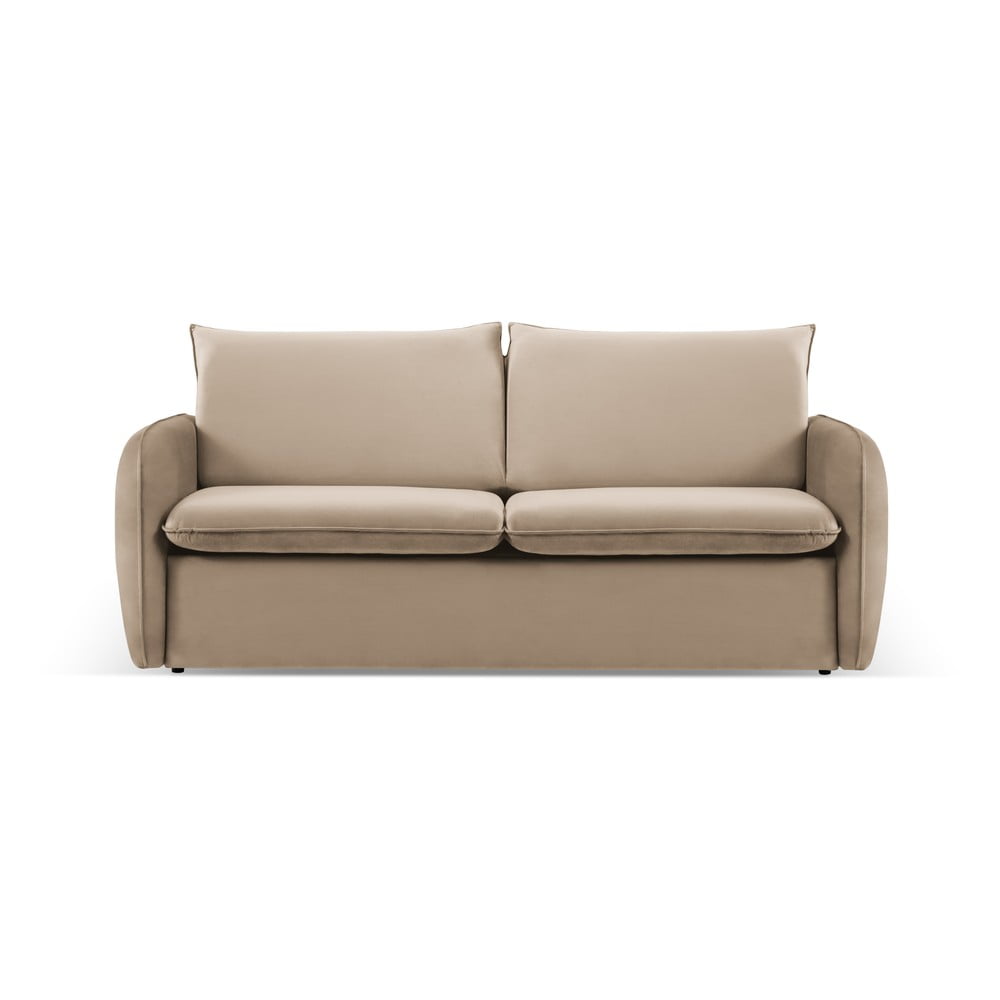 Bézs bársony kinyitható kanapé 194 cm vienna – cosmopolitan design