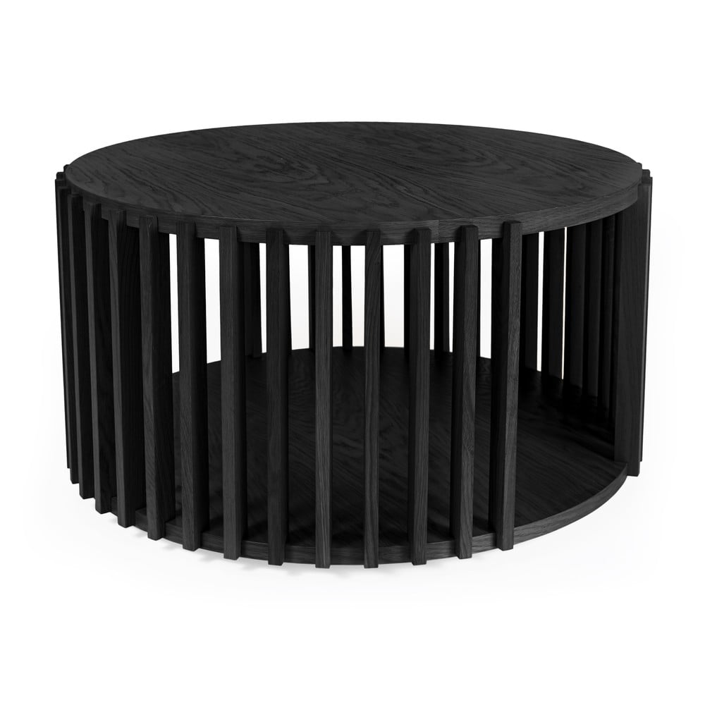Drum fekete tölgyfa dohányzóasztal, ø 83 cm - woodman