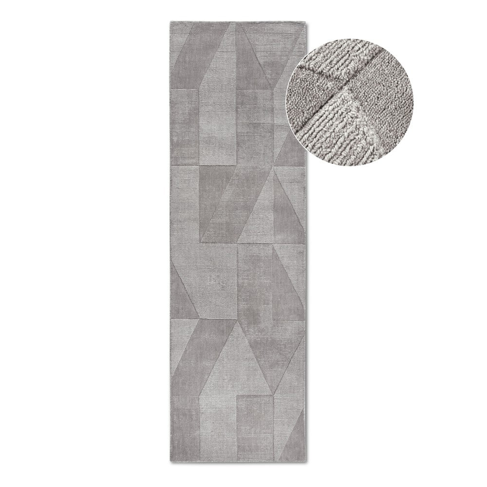 Szürke kézi szövésű gyapjú futószőnyeg 80x250 cm Ursule – Villeroy&Boch