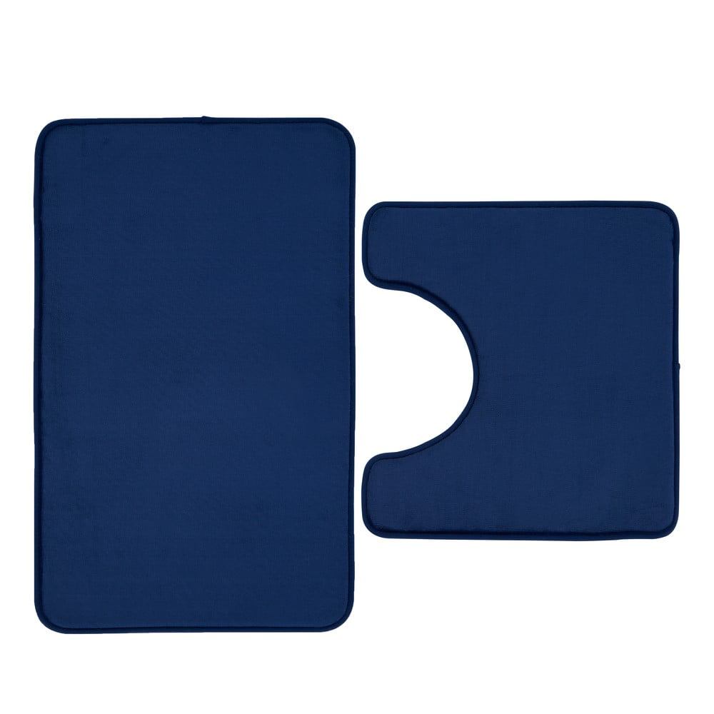 Sötétkék memóriahab fürdőszobai kilépő szett WC-hez, 2 db-os 50x80 cm Anti-Bacterial – Catherine Lansfield