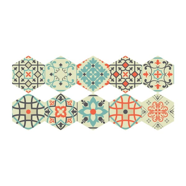Floor Stickers Hexagons Lieva 10 db-os padlómatrica szett, 40 x 90 cm - Ambiance