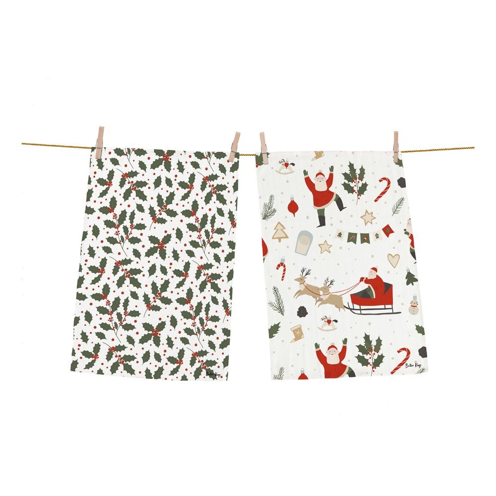 Pamut konyharuha szett karácsonyi mintával, 2 db-os 50x70 cm Happy Santa – Butter Kings