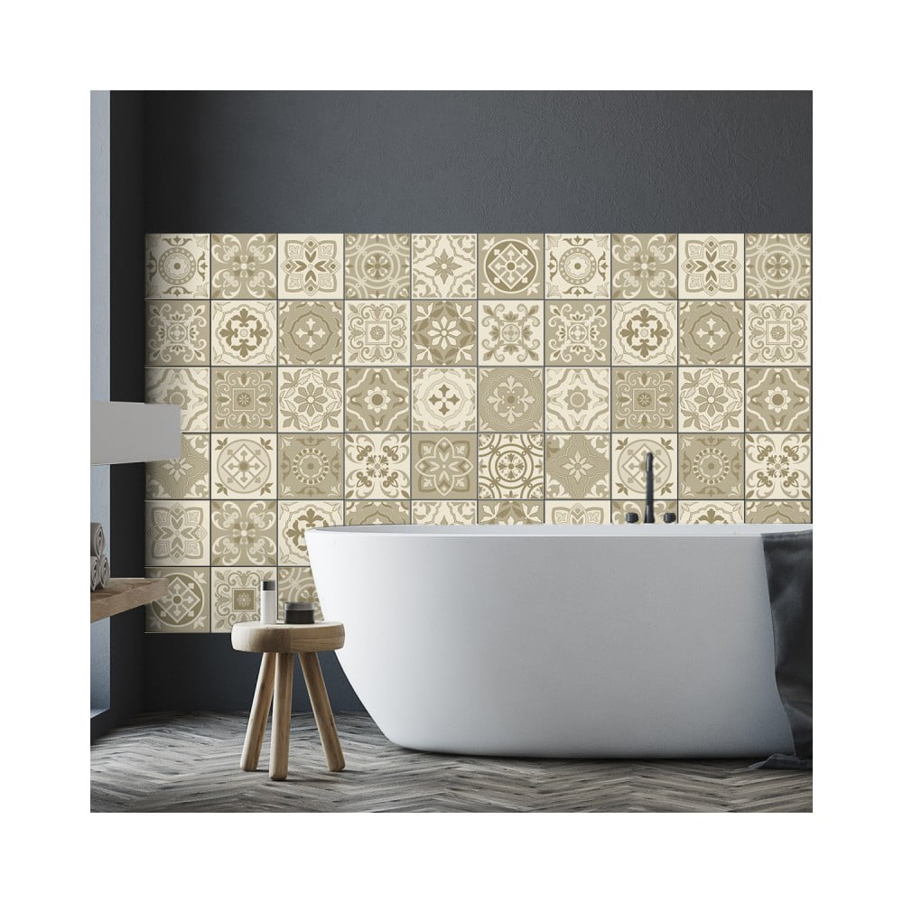 Wall Decal Cement Tiles Fortunato 60 db-os falmatrica szett, 15 x 15 cm - Ambiance