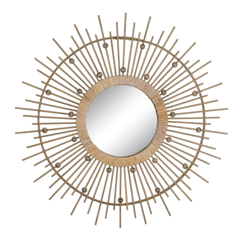 Fali tükör bambusz kerettel ø 70 cm Sol – Ixia