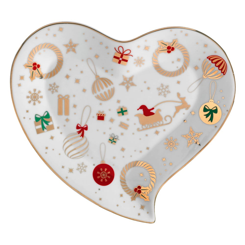 Alleluia szív formájú porcelán tálaló tányér, hossz 20 cm - Brandani