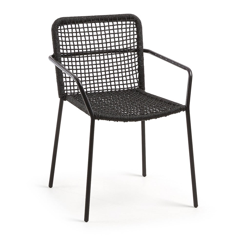 Bomer fekete acélszerkezetű kerti szék - kave home