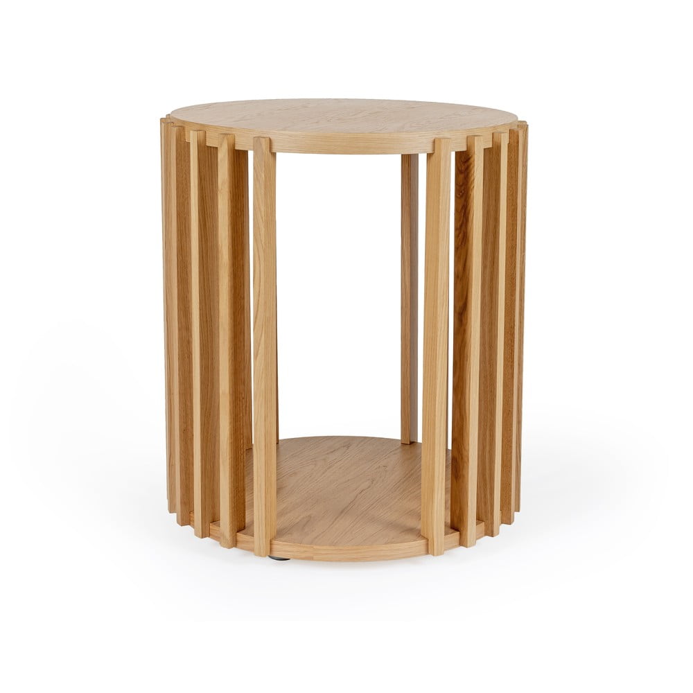 Drum tölgyfa tárolóasztal, ø 53 cm - woodman