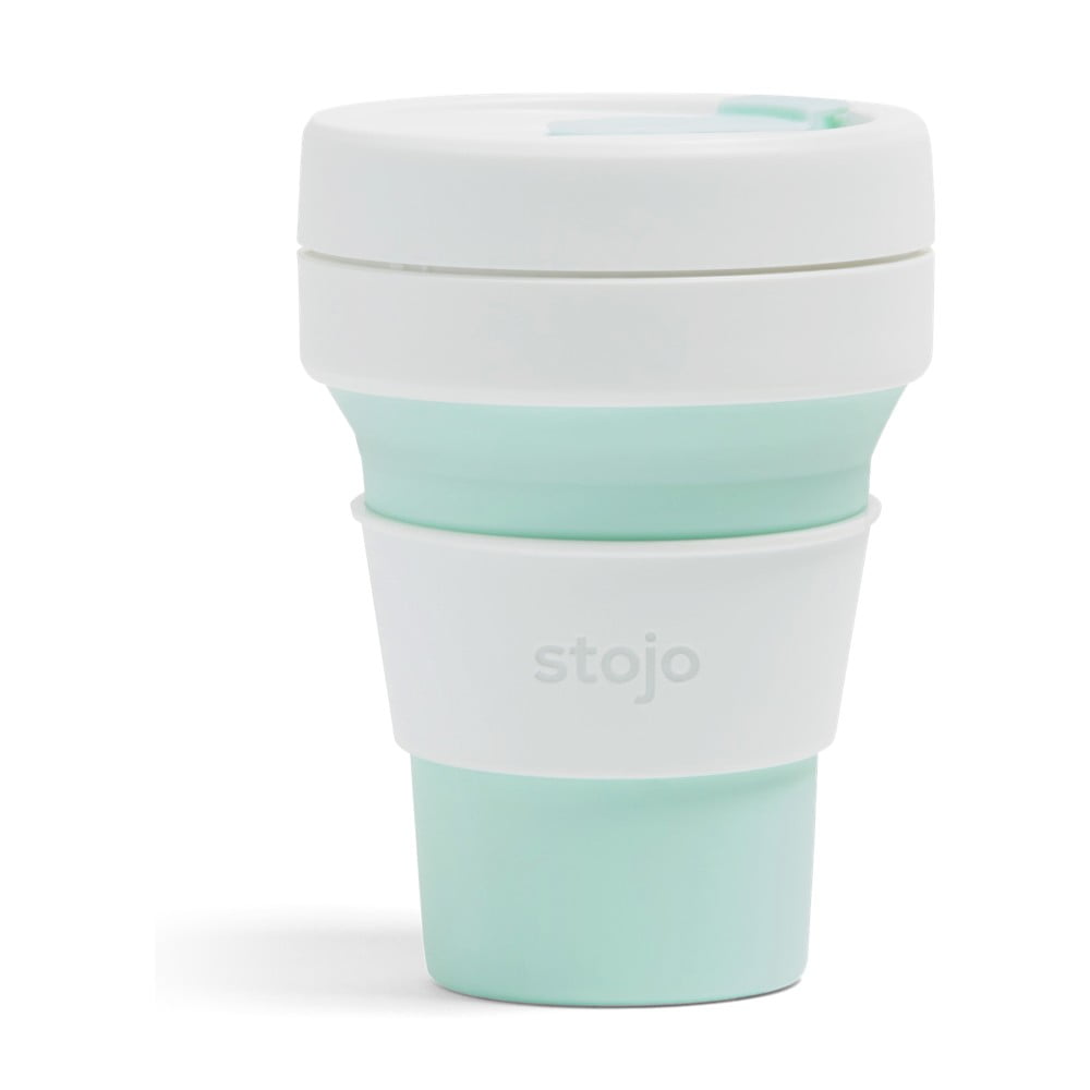 Pocket Cup Mint fehér-zöld összecsukható utazópohár, 355 ml - Stojo