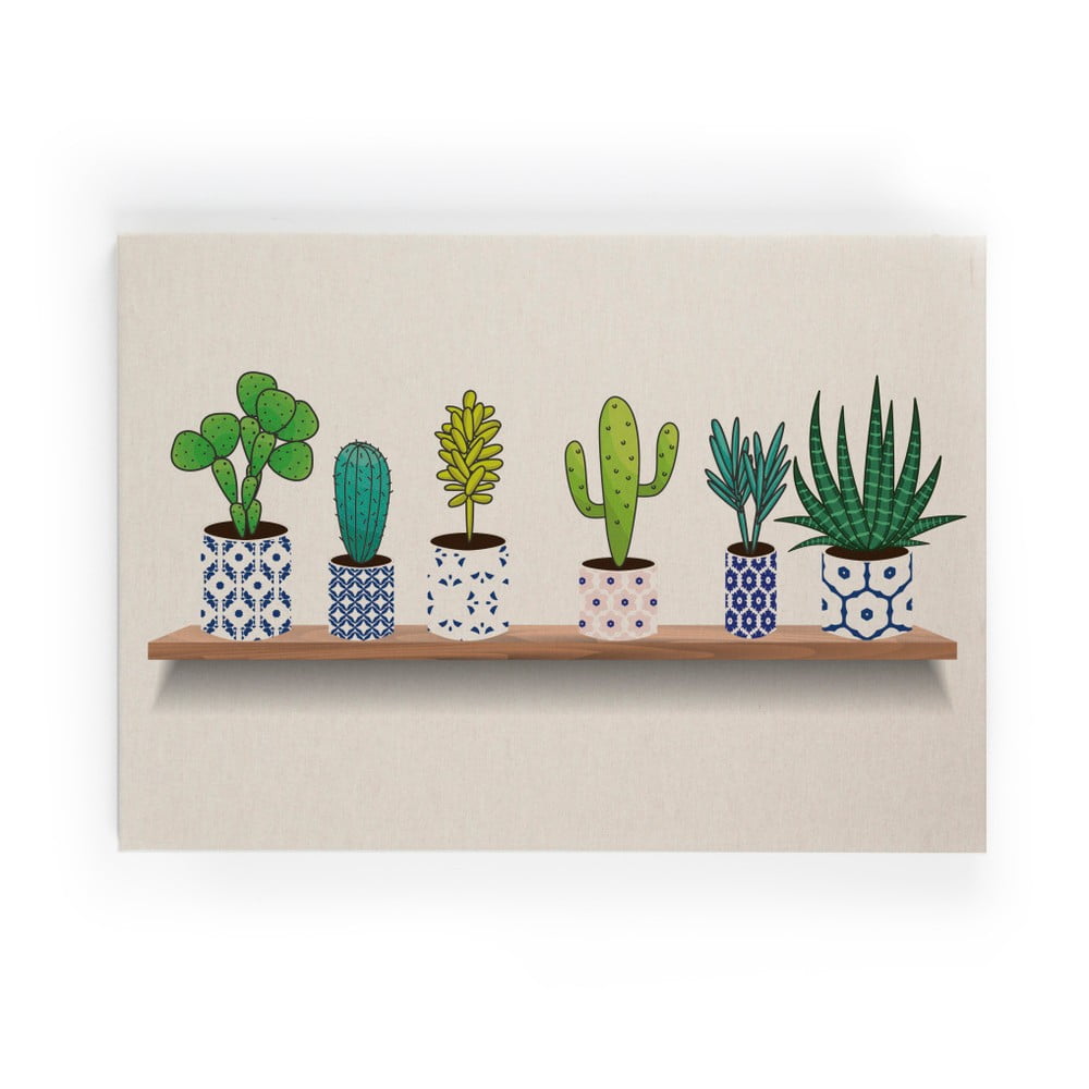 Lino Cactus Shelve vászonkép, 60 x 40 cm - Really Nice Things
