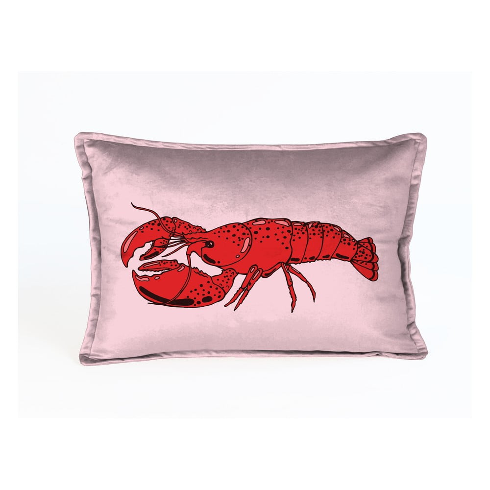 Lobster rózsaszín bársonypárna homárral, 50 x 35 cm - Velvet Atelier