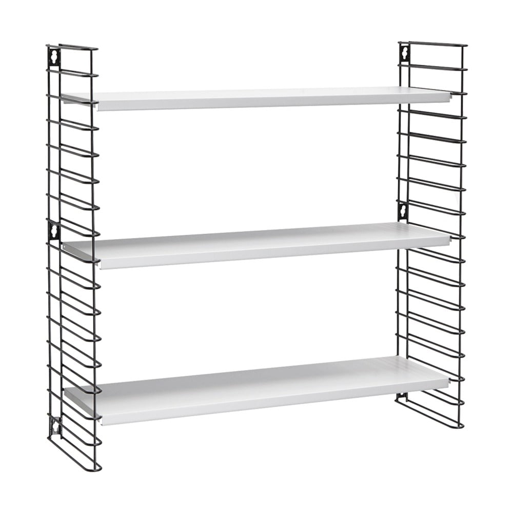 Libro háromszintes fekete polc fehér elemekkel, hossz 70 cm - Metaltex