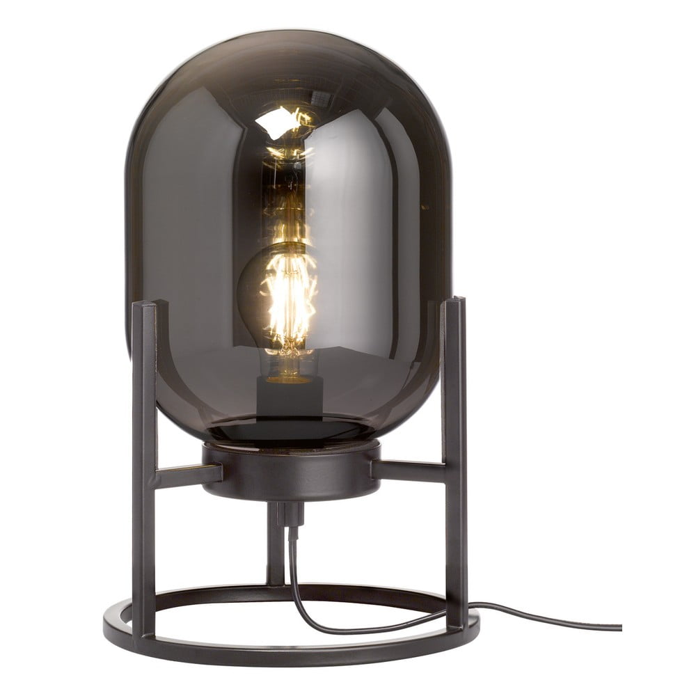 Fekete asztali lámpa üveg búrával (magasság 34 cm) regi – fischer & honsel