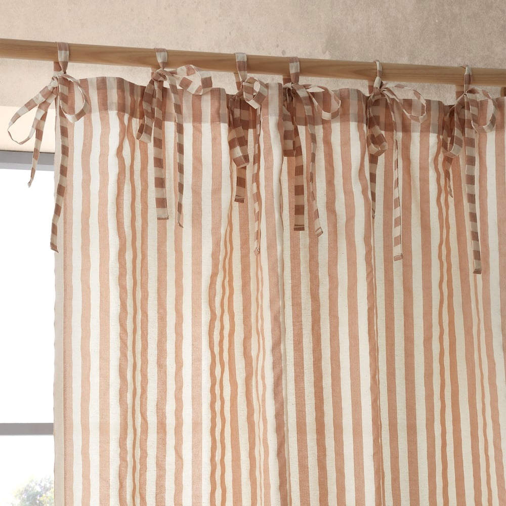 Terrakotta színű fényáteresztő függöny 140x183 cm Zanzibar Stripe – Pineapple Elephant