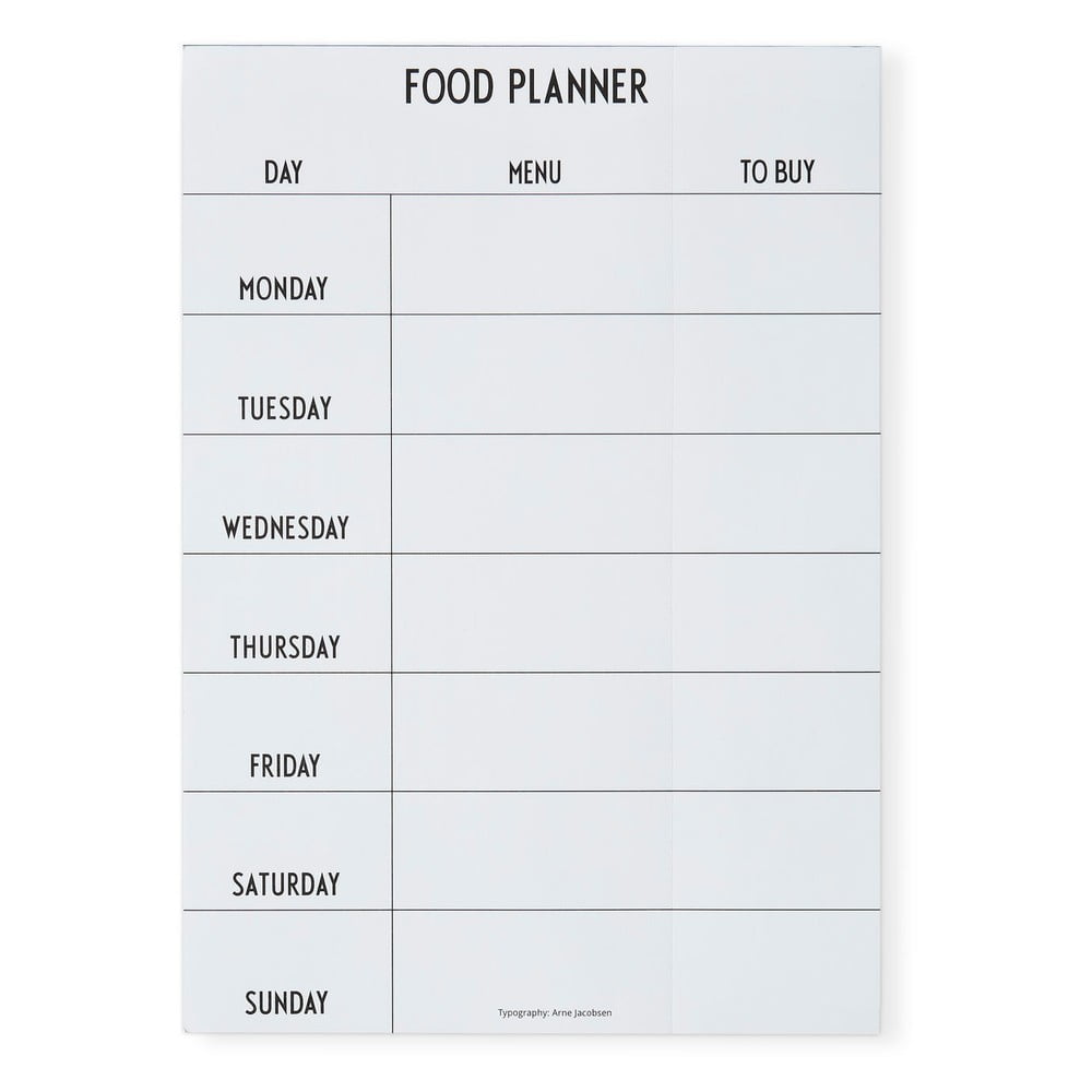 Food fehér heti étkezés tervező - Design Letters