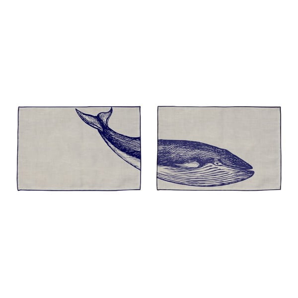 Blue Whale 2 db lenvászon tányéralátét, 45 x 30 cm - Madre Selva
