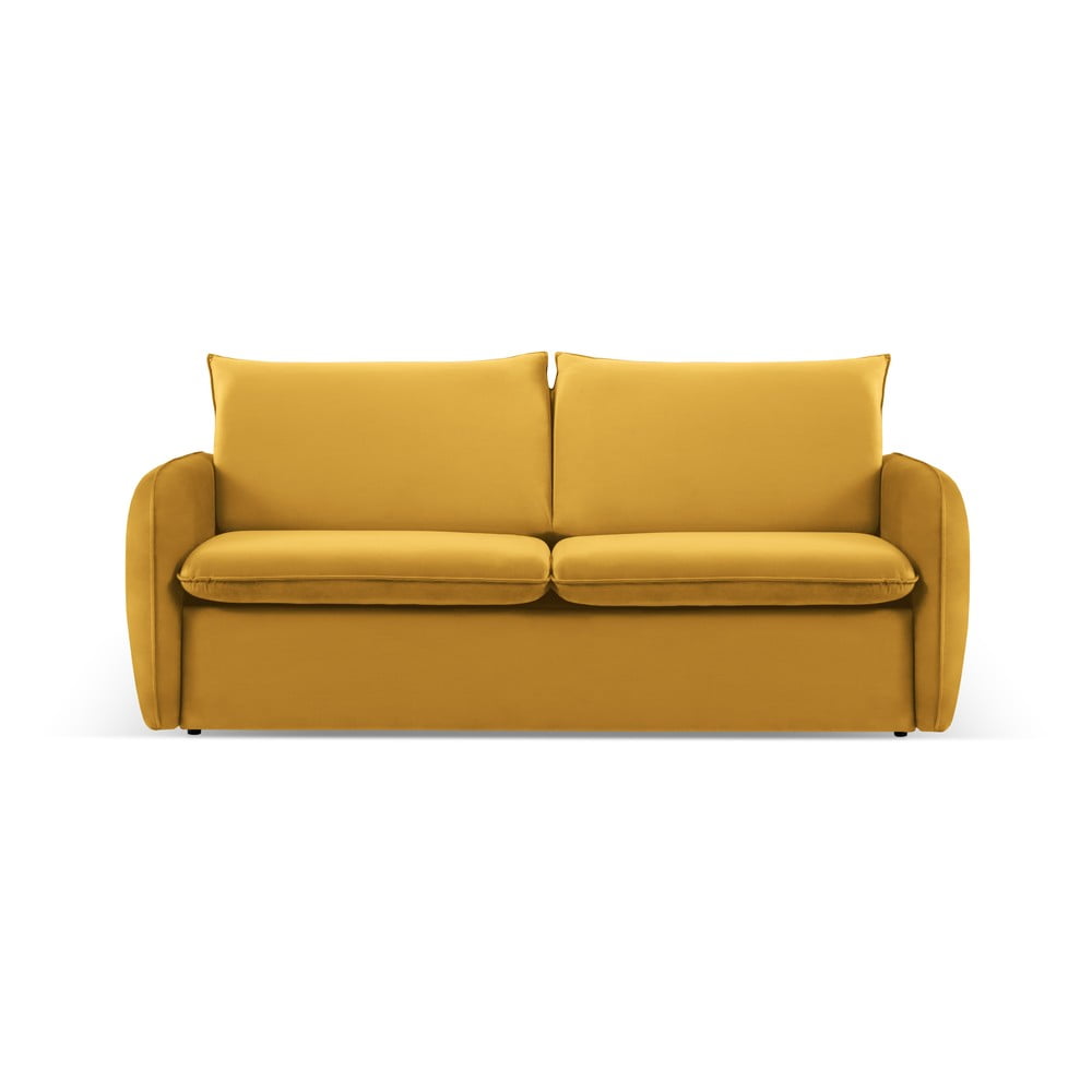 Mustársárga bársony kinyitható kanapé 194 cm vienna – cosmopolitan design