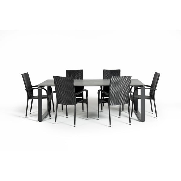 Paris fekete 6 személyes kerti étkezőszett székekkel és Strong asztallal, 100 x 210 cm - Bonami Selection