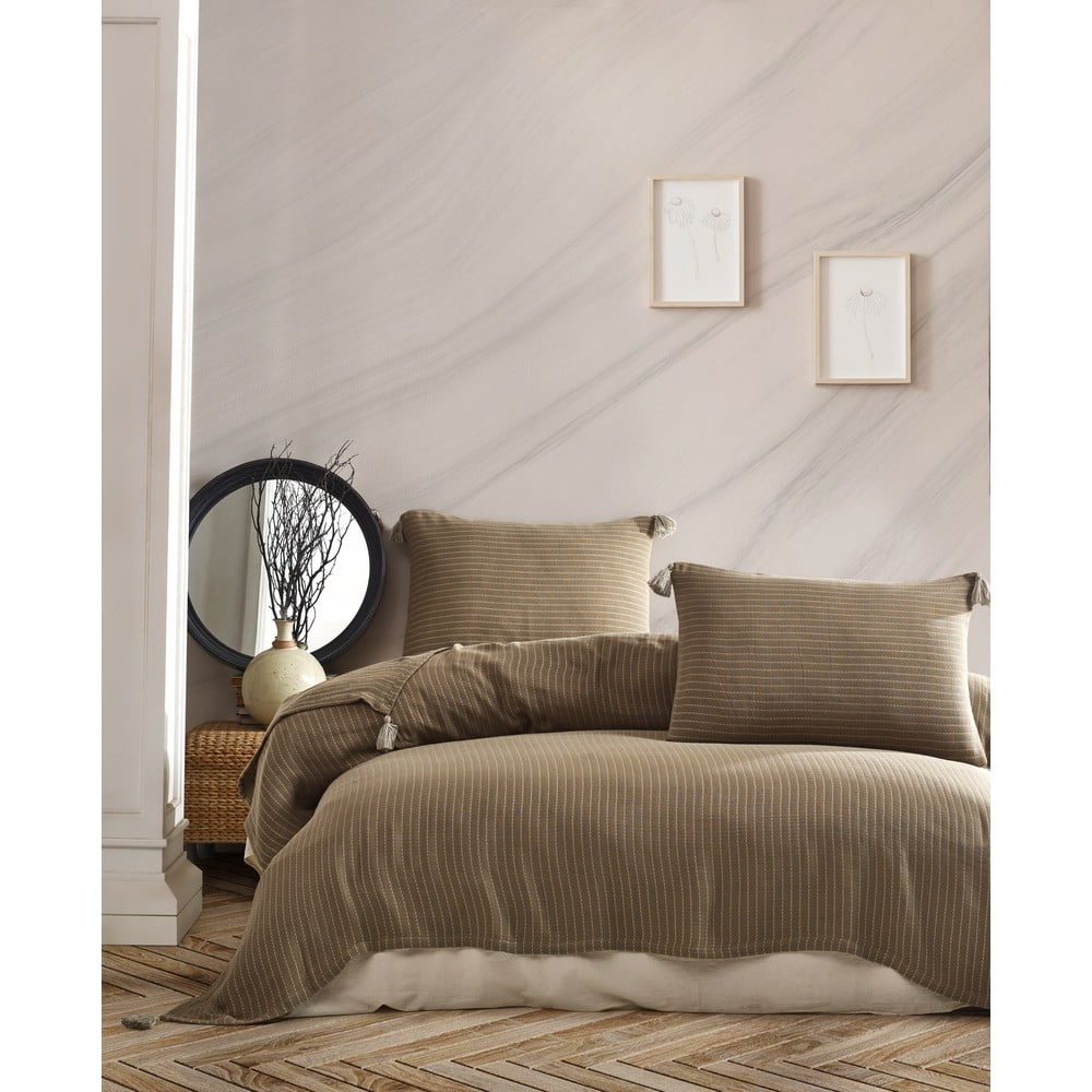 Barna steppelt ágytakaró és párnahuzat szett franciaágyra 220x240 cm Costa - Mijolnir