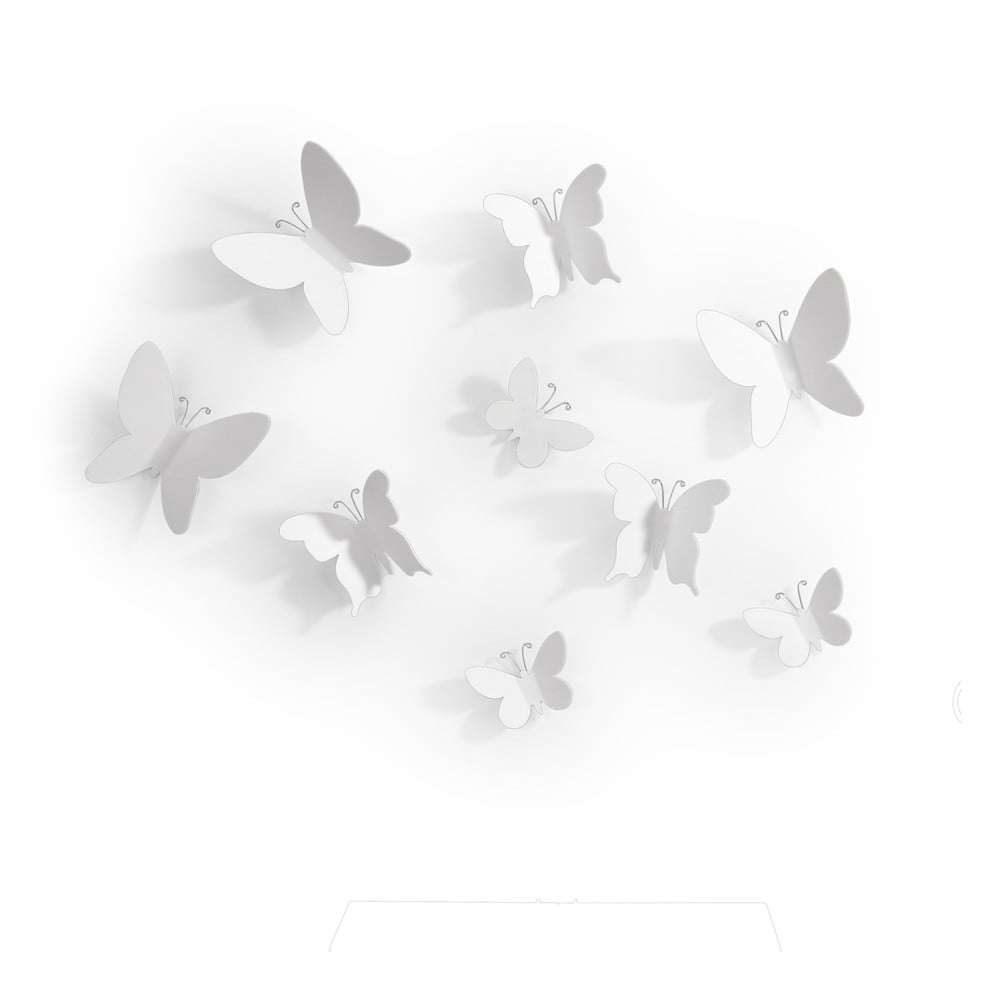 Butterflies 9 db-os fehér 3D fali dekoráció szett - Umbra