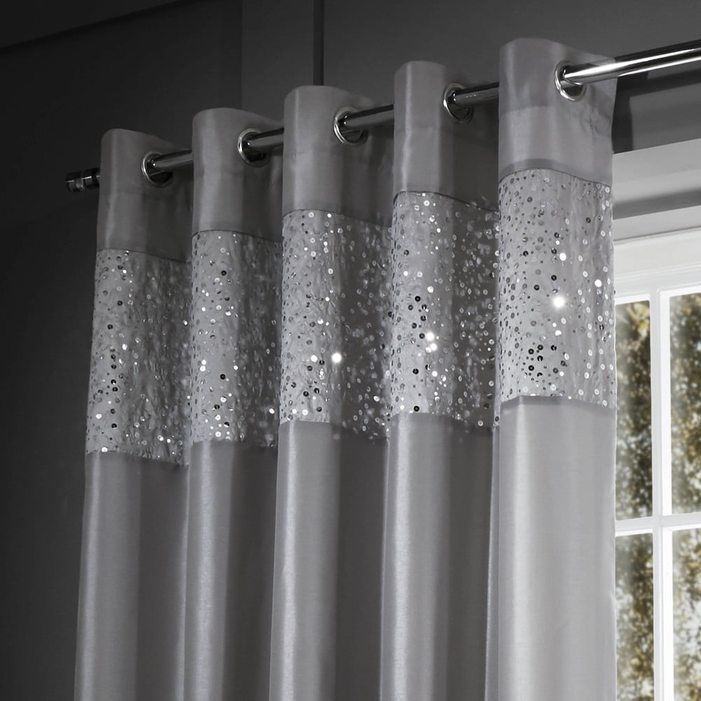 Szürke függöny szett 2 db-os 168x229 cm Glitzy Sequin – Catherine Lansfield