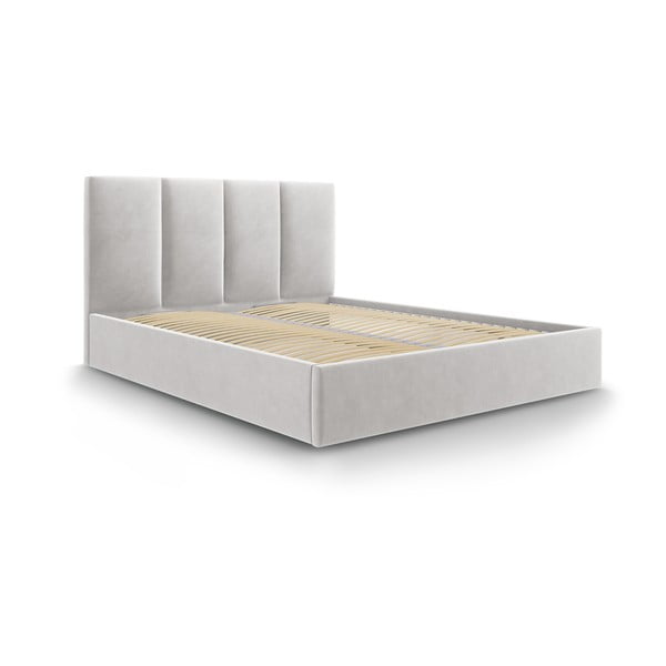 Juniper világosszürke bársony kétszemélyes ágy, 180 x 200 cm - Mazzini Beds