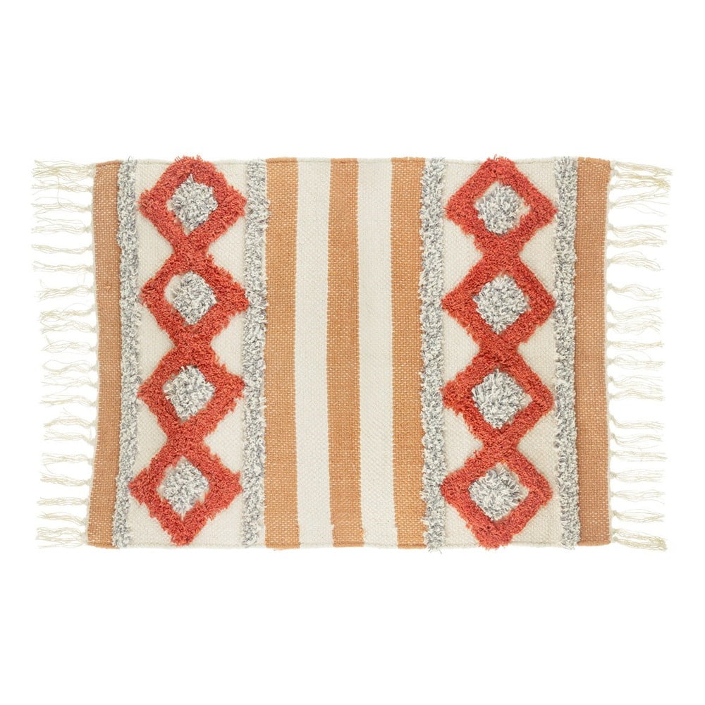 Arizona narancssárga-fehér pamutkeverék szőnyeg, 50 x 70 cm - Sass & Belle