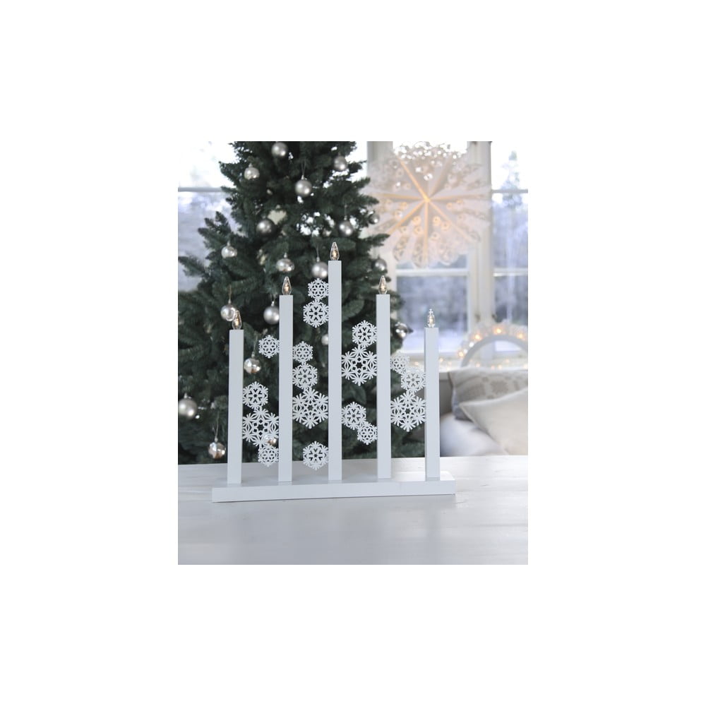 Snowfall fehér LED gyertyatartó, magasság 36 cm - Star Trading