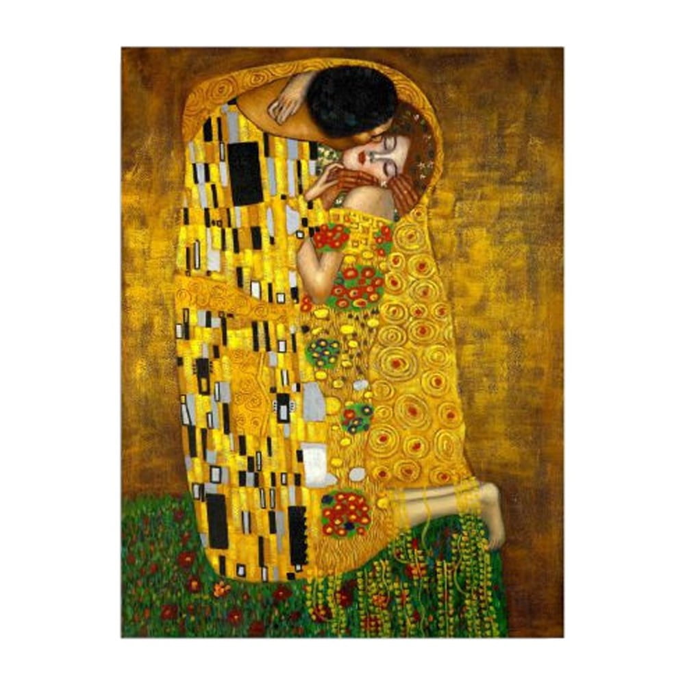 Vászon fali kép Gustav Klimt The Kiss másolat, 30 x 40 cm