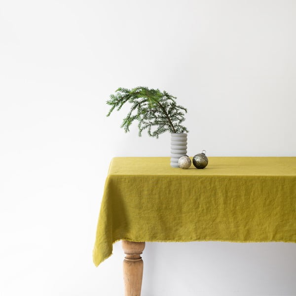 Classic zöld len asztalterítő, 140 x 350 cm - Linen Tales