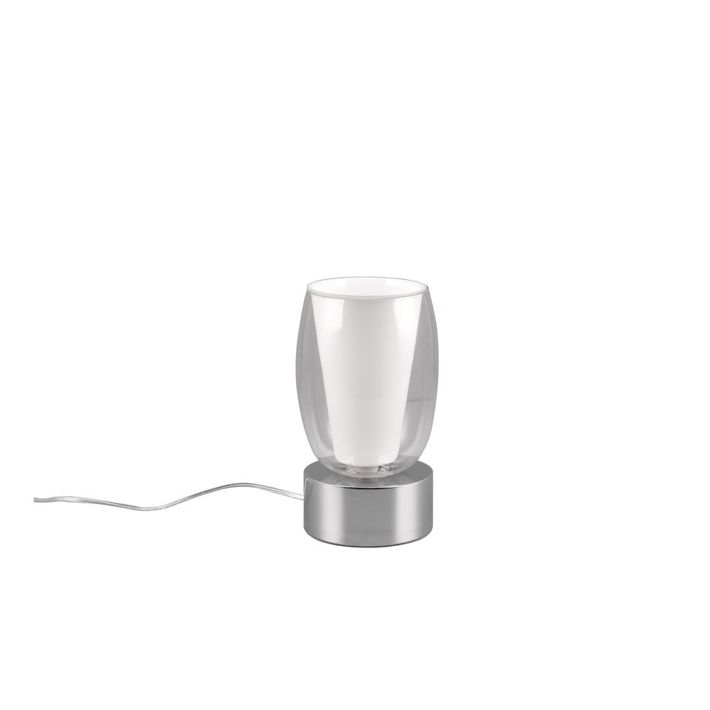 Ezüstszínű asztali lámpa üveg búrával (magasság 24 cm) barret – trio select