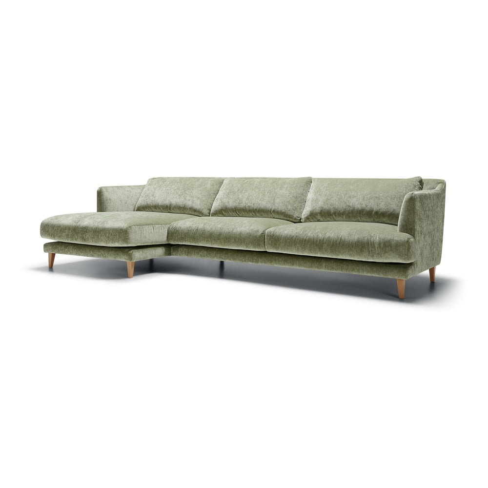Világoszöld bársony sarokkanapé (bal oldali) Vera – Sits
