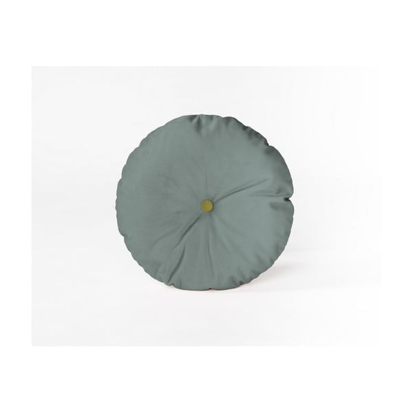 Turquoise kerek díszpárna bársony huzattal, ⌀ 35 cm - Velvet Atelier