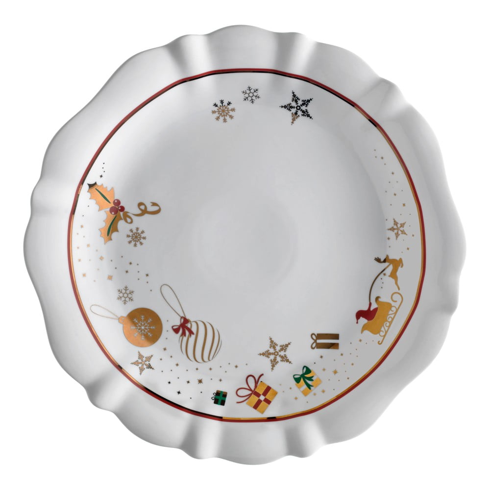 Alleluia fehér porcelán tányér karácsonyi mintával, ⌀ 30 cm - Brandani